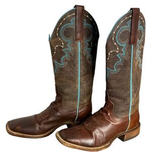 Macie Bean Women's Cowboy Boots 6.5 Brown Leather Square Toe Western Cowgirl